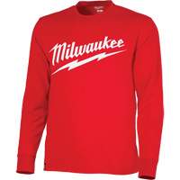 Chandail &agrave; manches longues tr&egrave;s r&eacute;sistant avec logo Milwaukee, Hommes, Petit, Rouge Haskins Industrial Inc.