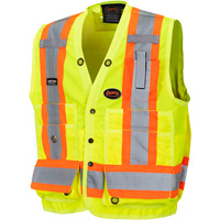6693 Veste de s&eacute;curit&eacute; pour arpenteur, Jaune lime haute visibilit&eacute;, 4T-Grand, Polyester Haskins Industrial Inc.