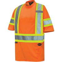 6970 Bird's-Eye Safety T-Shirt, Polyester, X-Small, High Visibility Orange Haskins Industrial Inc.