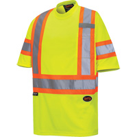 6971 Bird's-Eye Safety T-Shirt, Polyester, X-Small, High Visibility Lime-Yellow Haskins Industrial Inc.