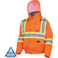 5032 Waterproof Winter Quilted Safety Bomber Jacket, Polyester, High Visibility Orange, Small Haskins Industrial Inc.