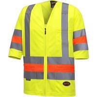 6019 Short-Sleeved Quebec Traffic Control Shirt, Polyester, X-Small, High Visibility Lime-Yellow Haskins Industrial Inc.