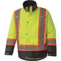 5401 300D Trilobal Ripstop Waterproof Safety Jacket, Polyester, Black/High Visibility Lime-Yellow, X-Small Haskins Industrial Inc.