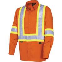 4441 Ultra-Cool Long-Sleeved Safety Shirt, Cotton, Small, High Visibility Orange Haskins Industrial Inc.