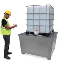 Steel Ultra-IBC Spill Pallet&reg;, 370 US gal. Spill Capacity, 57.6" x 34.7" x 56.9" Haskins Industrial Inc.