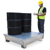 Ultra-Spill Pallet en acier, 4 barils, Capacit&eacute; de d&eacute;versement 68 gal. US, 49,1" x 47,1" x 10,9" Haskins Industrial Inc.