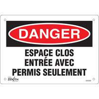 "Espace clos" Sign, 7" x 10", Plastic, French Haskins Industrial Inc.