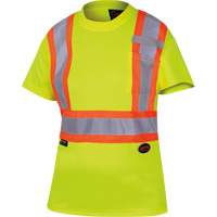 6949 Women's Bird's-Eye Safety T-Shirt, Polyester, X-Small, High Visibility Lime-Yellow Haskins Industrial Inc.