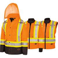 5020BBW Women's  7-in-1 Waterproof Jacket with Hood, Polyester/Polyurethane, High Visibility Orange, X-Small Haskins Industrial Inc.