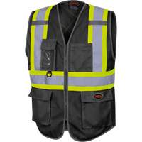 6959BK Tricot High-Visibility Safety Vest with Zipper Closure, Black, X-Small, Polyester Haskins Industrial Inc.
