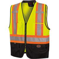 6895 High-Visibility Zip Front Bi-Colour Safety Vest, Black/High Visibility Lime-Yellow, 2X-Large/3X-Large, Polyester Haskins Industrial Inc.