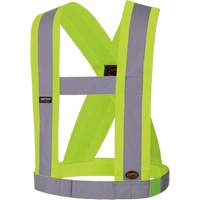 5493 High-Visibility 4" Wide Adjustable Safety Sash, Meets/Exceeds CSA Z96 Class 2 - Level 2, High Visibility Lime-Yellow, Silver Reflective Colour, One Size Haskins Industrial Inc.