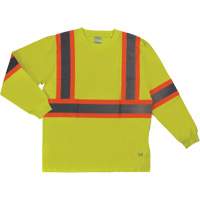 Long Sleeve Safety T-Shirt, Cotton, X-Small, High Visibility Lime-Yellow Haskins Industrial Inc.