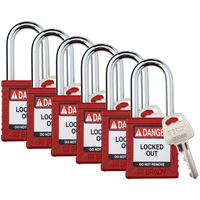 Cadenas de verrouillage Velocity, Rouge, Cl&eacute;s diff&eacute;rentes, Nylon, Largeur de 1-1/2" Haskins Industrial Inc.