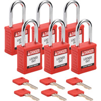 Cadenas de verrouillage Velocity, Rouge, Cl&eacute;s identiques, Nylon, Largeur de 1-1/2" Haskins Industrial Inc.