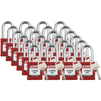 Cadenas de verrouillage Velocity, Rouge, Cl&eacute;s diff&eacute;rentes, Nylon, Largeur de 1-1/2" Haskins Industrial Inc.