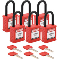 Cadenas de verrouillage Velocity, Rouge, Cl&eacute;s identiques, Nylon, Largeur de 1-1/2" Haskins Industrial Inc.