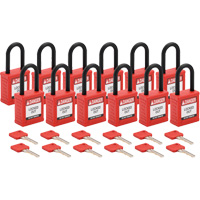 Cadenas de verrouillage Velocity, Rouge, Cl&eacute;s diff&eacute;rentes, Nylon, Largeur de 1-1/2" Haskins Industrial Inc.