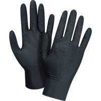 Heavyweight Tactile Grip Examination Gloves, Small, Nitrile, 8-mil, Powder-Free, Black Haskins Industrial Inc.
