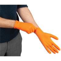 Heavyweight Tactile Grip Examination Gloves, Small, Nitrile, 8-mil, Powder-Free, Orange Haskins Industrial Inc.