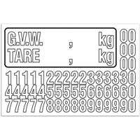 Trousse de num&eacute;rotation de la masse brute du v&eacute;hicule (MBV) pour camion, Num&eacute;ros/lettres/ponctuation assortis, Blanc Haskins Industrial Inc.