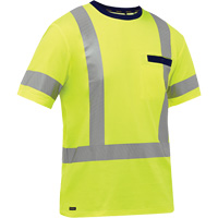Bisley&reg; X-Back Short Sleeve Shirt, Poly-Cotton, Small, High Visibility Lime-Yellow Haskins Industrial Inc.