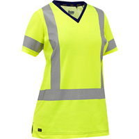 Bisley&reg; Women's X-Back Short Sleeve Shirt, Poly-Cotton, Small, High Visibility Lime-Yellow Haskins Industrial Inc.