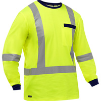 Bisley&reg; X-Back Long Sleeve Shirt, Poly-Cotton, Small, High Visibility Lime-Yellow Haskins Industrial Inc.