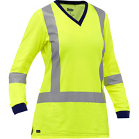Bisley&reg; Women's X-Back Long Sleeve Shirt, Poly-Cotton, Small, High Visibility Lime-Yellow Haskins Industrial Inc.