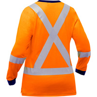Bisley&reg; Women's X-Back Long Sleeve Shirt, Poly-Cotton, Small, High Visibility Orange Haskins Industrial Inc.