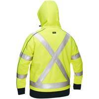 Coton ouat&eacute; doubl&eacute; de sherpa avec capuchon &agrave; fermeture &eacute;clair compl&egrave;te et X au dos Bisley pour femmes, Petit, Jaune lime haute visibilit&eacute; Haskins Industrial Inc.