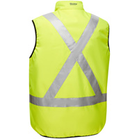 Bisley&reg; X-Back Reversible Puffer Vest, High Visibility Lime-Yellow, Small, Polyester Haskins Industrial Inc.