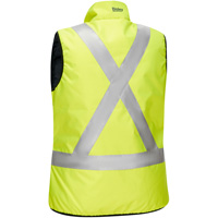Bisley&reg; X-Back Women's Contoured Reversible Puffer Vest, High Visibility Lime-Yellow, Small, Polyester Haskins Industrial Inc.