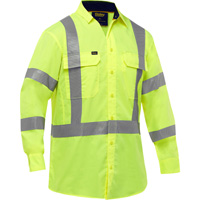 Bisley&reg; X-Back Long Sleeve Work Shirt with X-Airflow, Poly-Cotton, Small, High Visibility Lime-Yellow Haskins Industrial Inc.