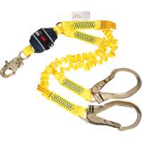 Twin-Leg Stretch Web Shock-Absorbing Lanyard, 6', Rebar Hook Center, Snap Hook Leg Ends Haskins Industrial Inc.