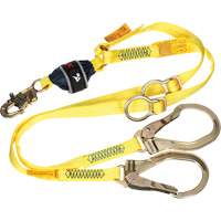 Twin-Leg Tie-Back Web Shock-Absorbing Lanyard, 6', Rebar Hook Center, Snap Hook Leg Ends, Polyester Haskins Industrial Inc.