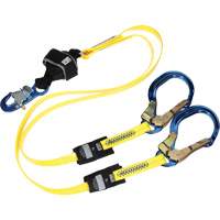 Twin-Leg Arc Flash Coated Web Shock-Absorbing Lanyard, 6', Rebar Hook Center, Snap Hook Leg Ends Haskins Industrial Inc.