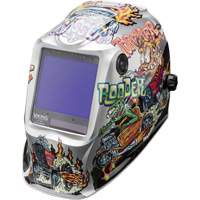 VIKING 3350 Hot Rodders Welding Helmet, 3.74" L x 3.34" W View Area, 5 - 13 Shade Range Haskins Industrial Inc.