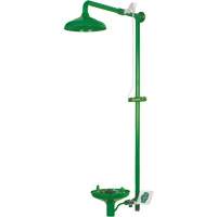 Douche combin&eacute;e pour laboratoire avec cuvette ouverte en ABS, Montage mural Haskins Industrial Inc.