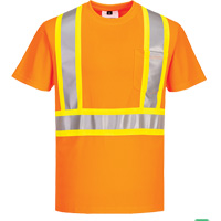 Contrast-Striped Safety T-Shirt, Polyester, Small, High Visibility Orange Haskins Industrial Inc.