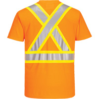 Contrast-Striped Safety T-Shirt, Polyester, Small, High Visibility Orange Haskins Industrial Inc.