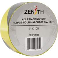 Aisle Marking Tape, 2" x 108', PVC, Black and Yellow Haskins Industrial Inc.