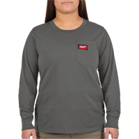 GRIDIRON Long Sleeve Pocket T-Shirt, Women's, X-Small, Grey Haskins Industrial Inc.