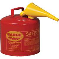 Safety Can for Flammables with Funnel, Type I, Galvanized Steel, 5 US gal., Red, FM Approved/UL/ULC Listed Haskins Industrial Inc.
