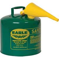 Safety Can for Combustibles with Funnel, Type I, Galvanized Steel, 5 US gal., Green, FM Approved/UL/ULC Listed Haskins Industrial Inc.