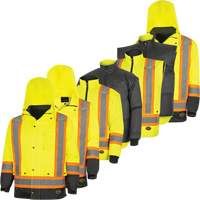 5057 Pioneer&reg; Yukon 7-in-1 Waterproof Winter Safety Parka, Polyester, Black/High Visibility Lime-Yellow, X-Small Haskins Industrial Inc.