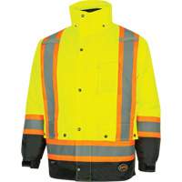 5057 Pioneer&reg; Yukon 7-in-1 Waterproof Winter Safety Parka, Polyester, Black/High Visibility Lime-Yellow, X-Small Haskins Industrial Inc.