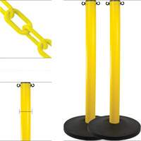 Industrial Stanchion Kit with Plastic Chain, 37" High, Yellow Haskins Industrial Inc.