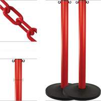 Industrial Stanchion Kit with Plastic Chain, 37" High, Red Haskins Industrial Inc.