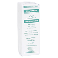 Gauze Sponges, Pad, 3" L x 3" W, Medical Device Class 1 Haskins Industrial Inc.